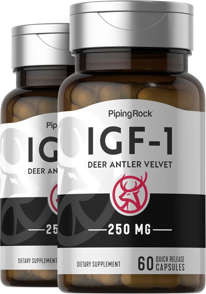 Terciopelo de cuerno de venado IGF-1, acelerador del crecimiento, 60 Cápsulas de liberación rápida, 2 Botellas/Frascos