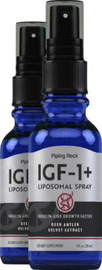 Terciopelo de cuerno de venado IGF, doble energía, 1 fl oz (30 mL) Frasco con aerosol, 2 Botellas con espray