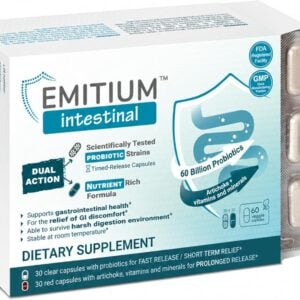 EMITIUM, Intestinal Probiotics, 60 mil millones UFC, 60 cápsulas