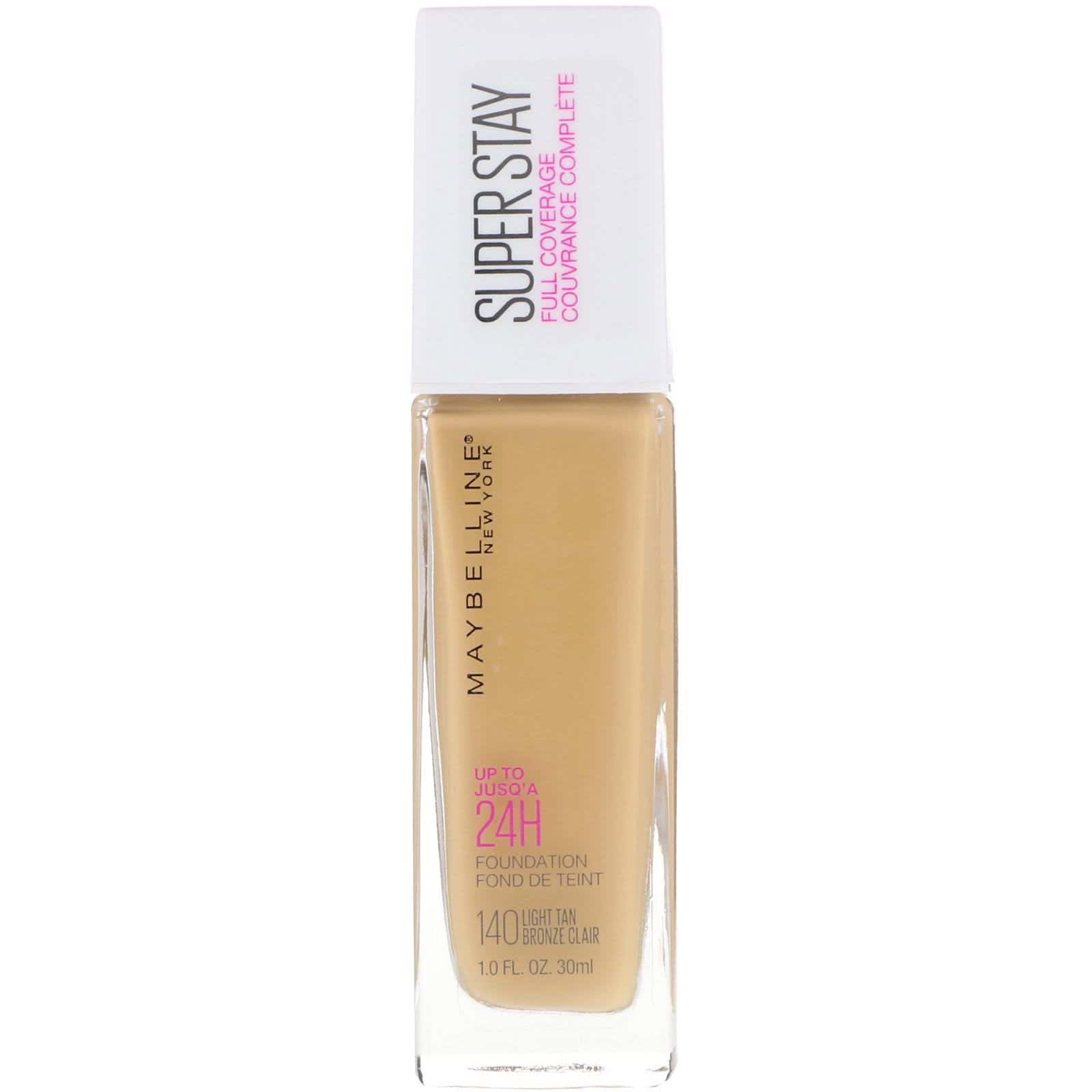 Maybelline, Super Stay, Base de cobertura completa, 140 Light Tan (bronceado claro), 30 ml (1 oz. líq.)