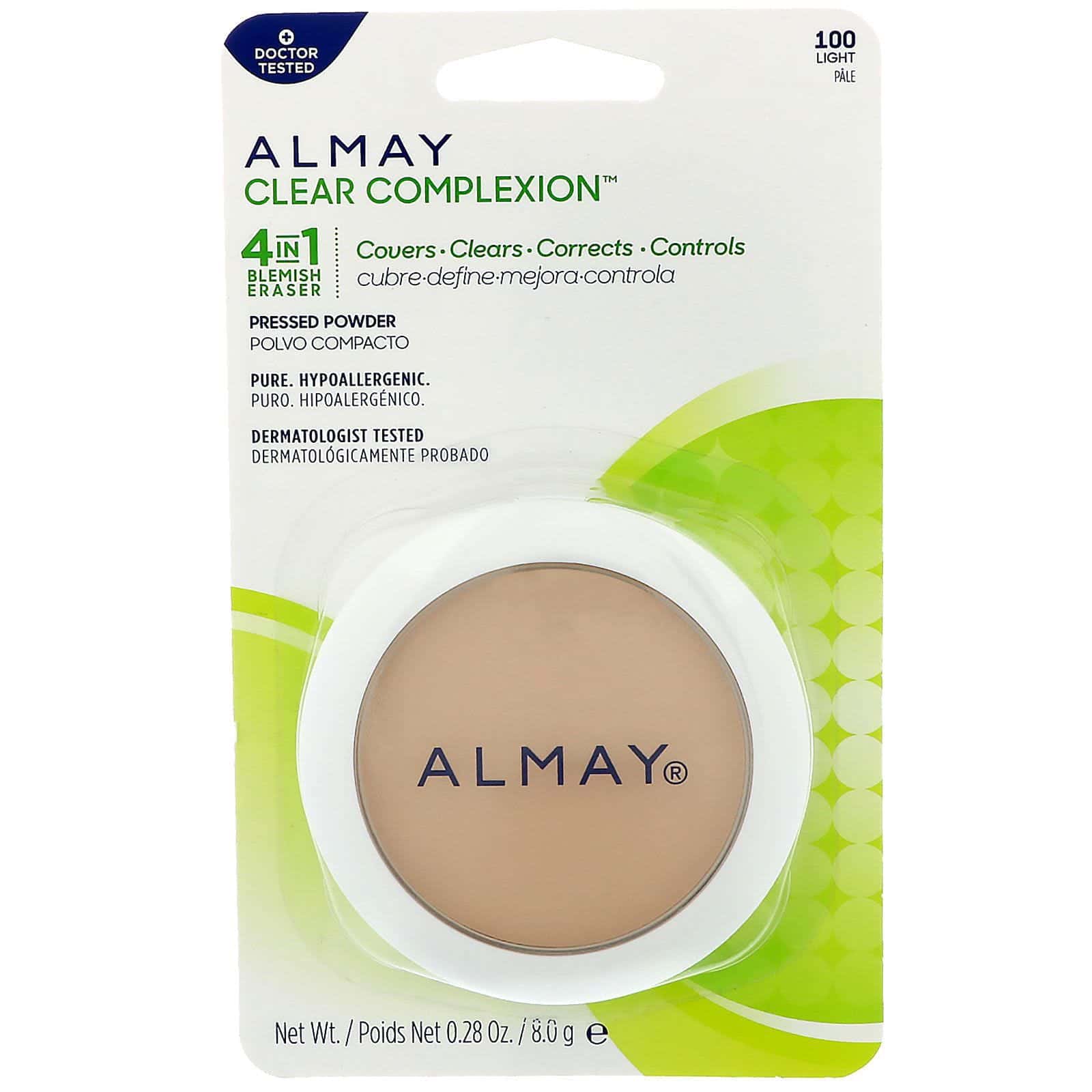 Almay, Polvo prensado para cutis claro, 100, claro, 0.28 oz (8 g)