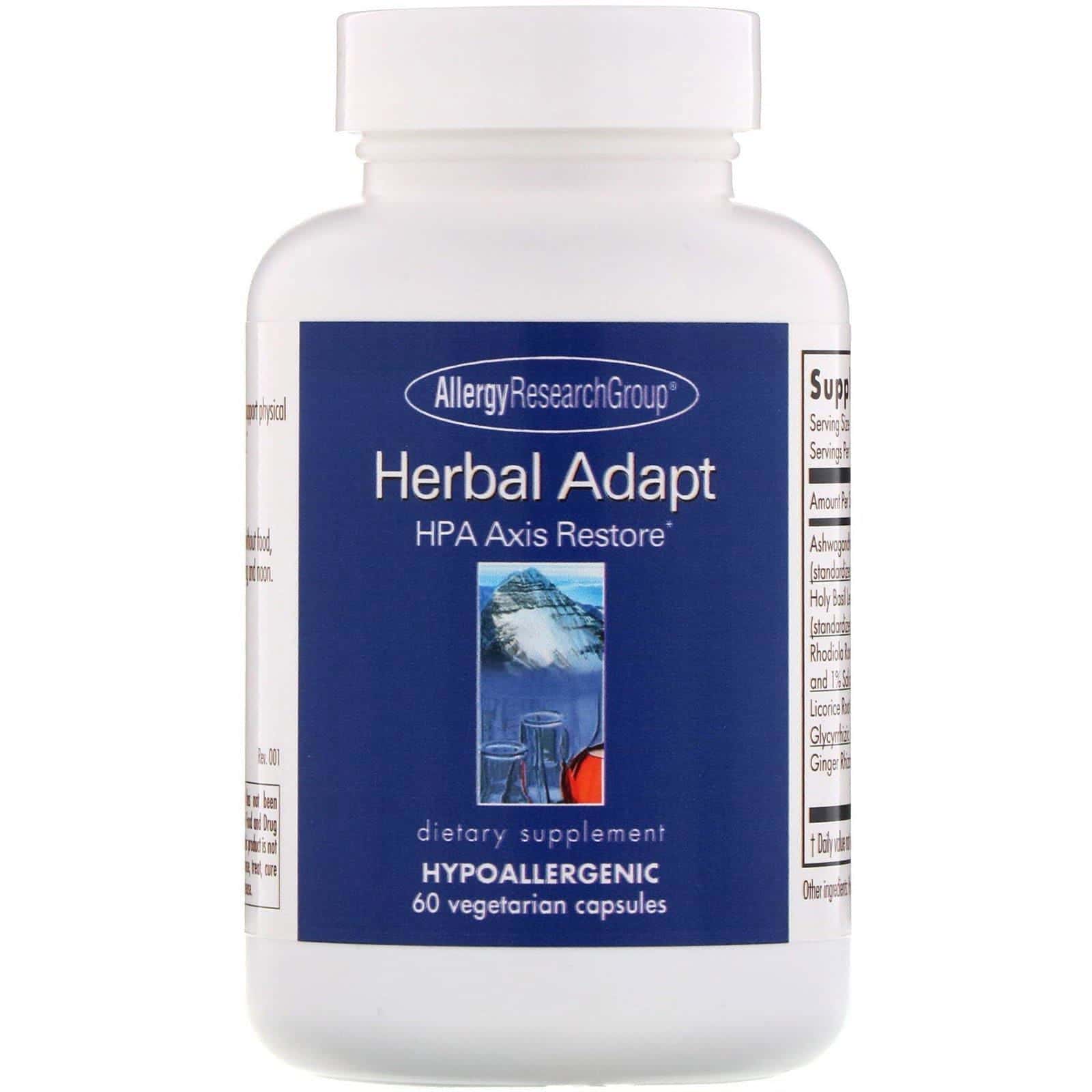Allergy Research Group, Herbal Adapt, recuperación del eje HPA, 60 cápsulas vegetarianas
