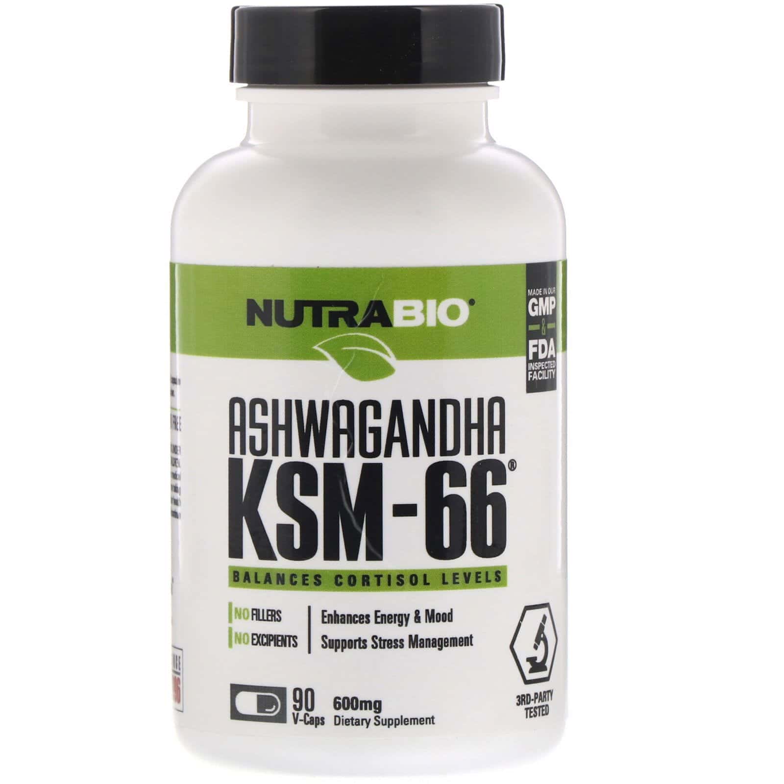 NutraBio Labs, Ginseng indio KSM-66, 600 mg, 90 cápsulas vegetarianas
