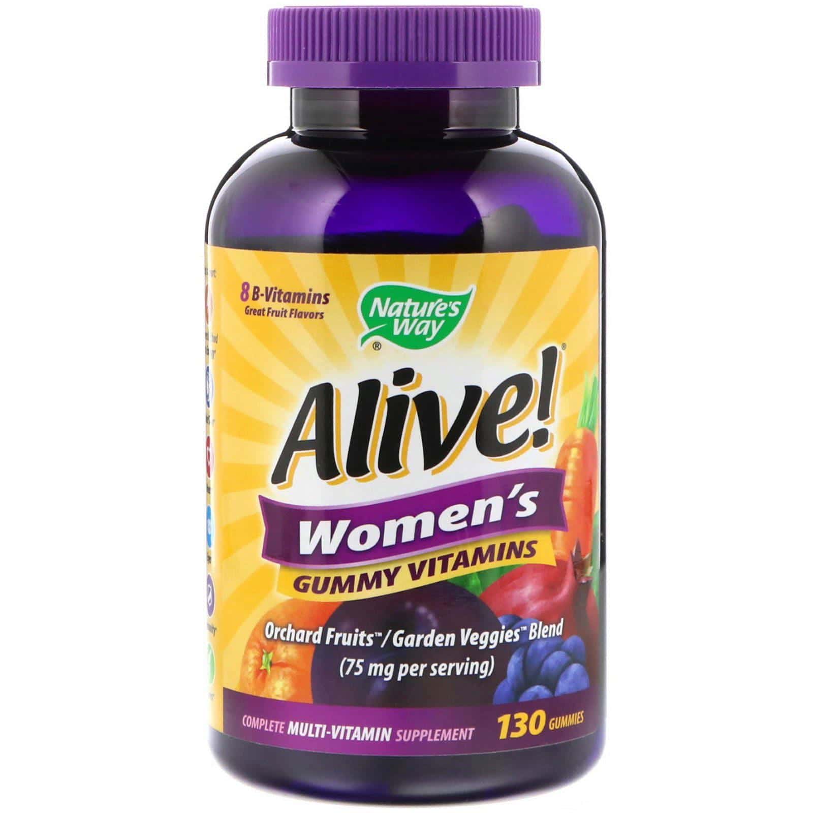 Nature's Way, Alive! Vitaminas en gomita para mujer, deliciosos sabores frutales, 130 gomitas