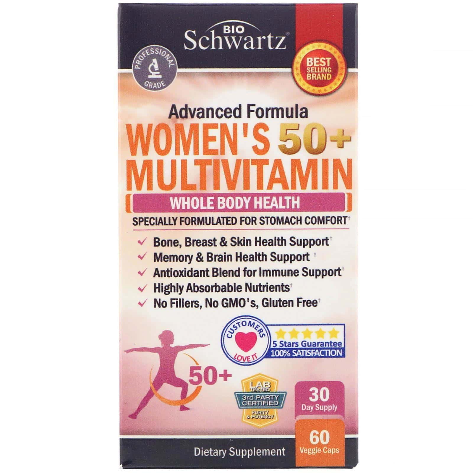 BioSchwartz, Suplemento multivitamínico de fórmula avanzada para mujeres de más de 50 años, 60 cápsulas vegetales