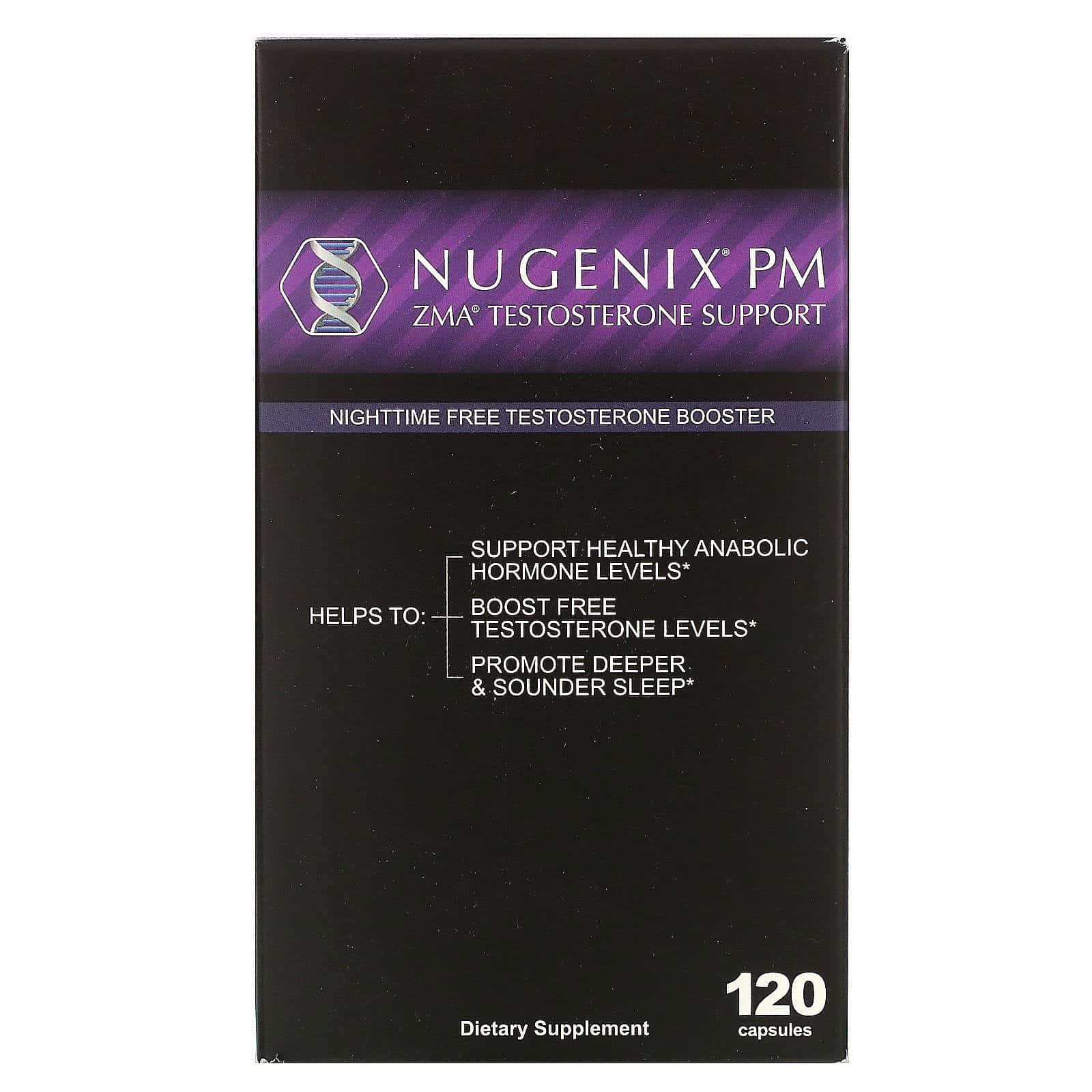 Nugenix, ZMA Testosterone Booster, Nightime Free Testosterone Booster, 120 Capsules