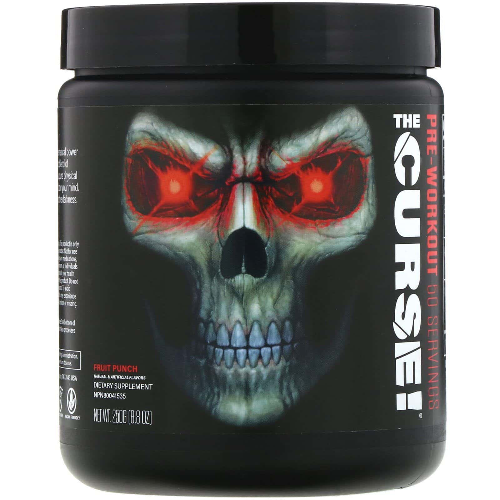 JNX Sports, The Curse, para antes de realizar ejercicio, ponche de frutas, 250 g (8,8 oz)