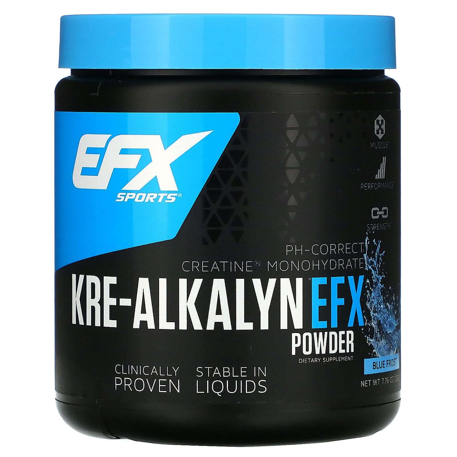 EFX Sports, Kre-Alkalyn EFX en polvo, Hielo azul, 220 g (7,76 oz)