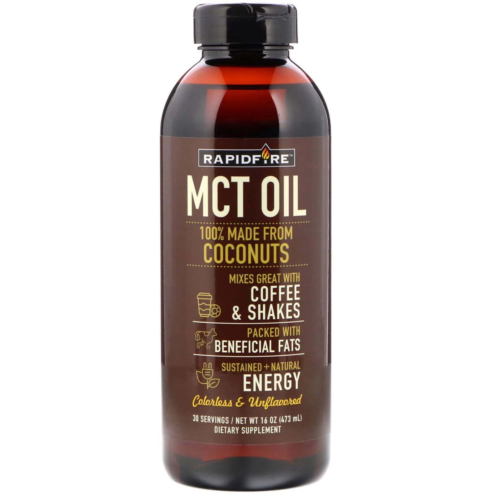 RAPIDFIRE, Aceite de MCT, sin sabor, 16 oz (473 ml)