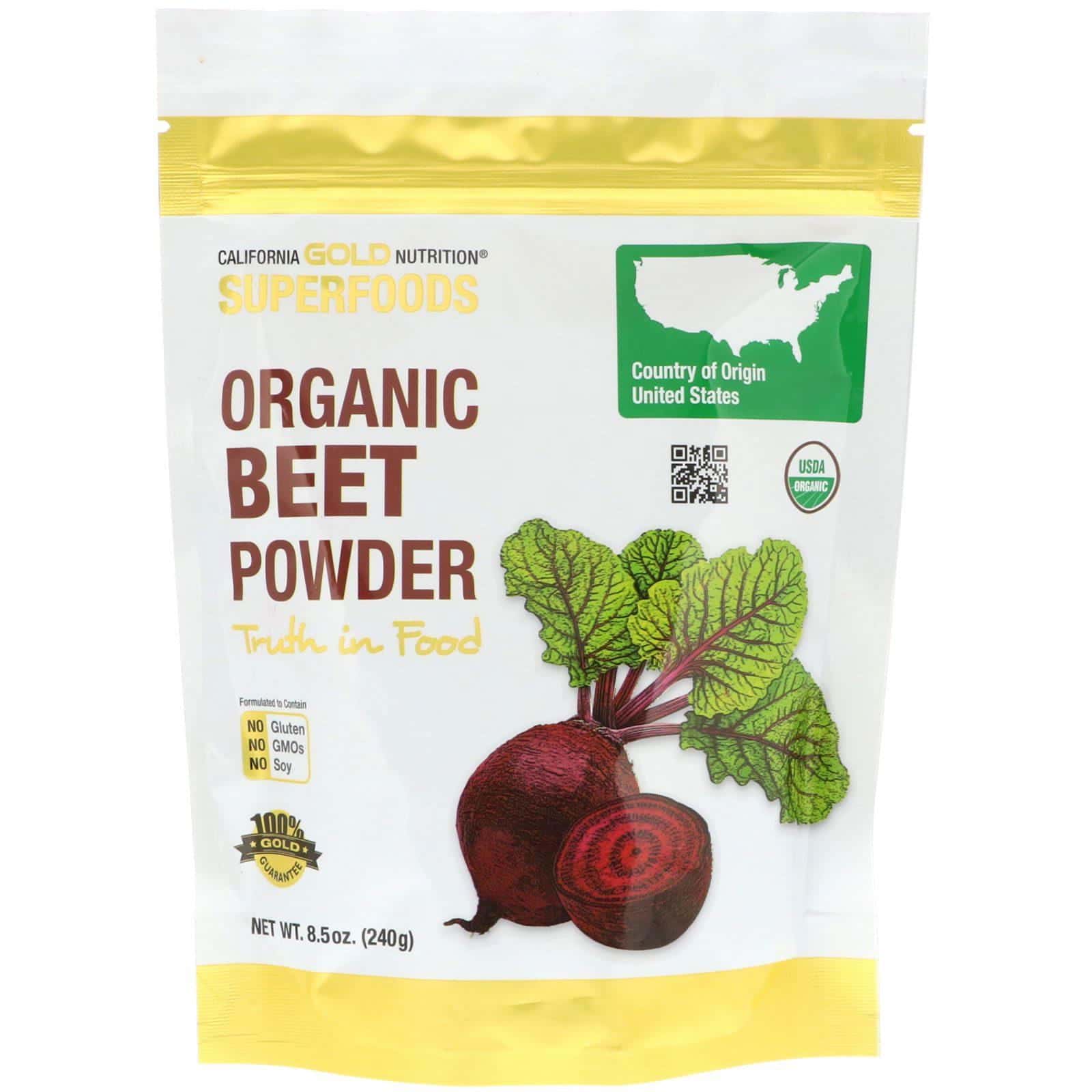 California Gold Nutrition, Superfoods, Remolacha orgánica en polvo, 240 g (8,5 oz)