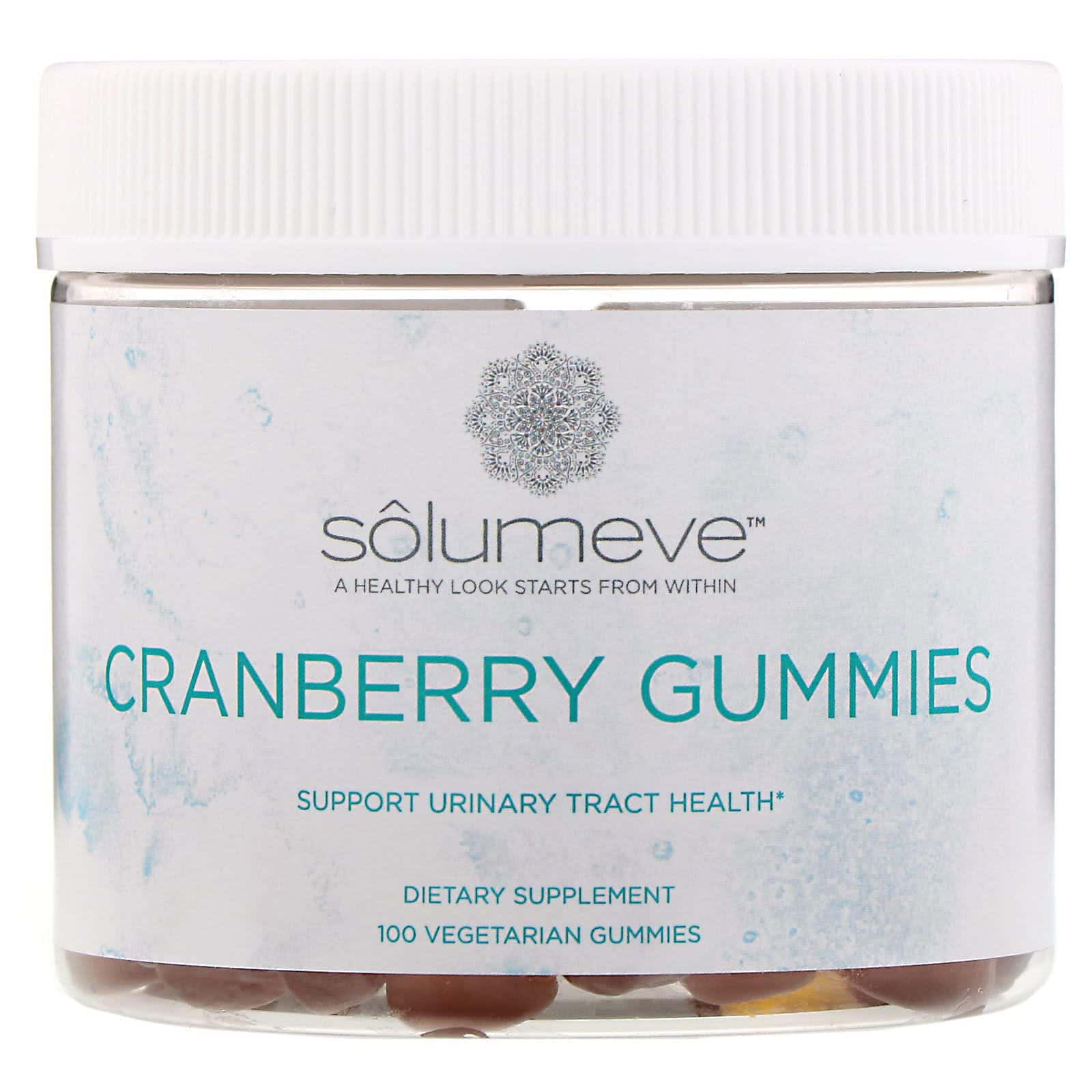 Solumeve, Gomitas con arándano rojo, Sin gelatina, Sabor arándano rojo, 100 gomitas vegetales