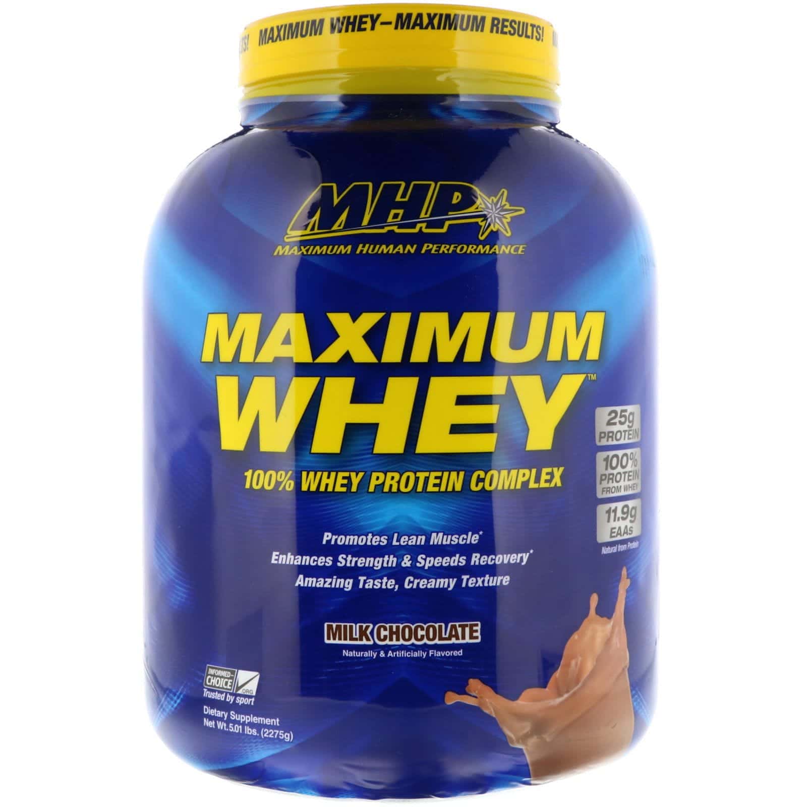 MHP, Suplemento dietario Maximum Whey, chocolate con leche, 5.01 lbs. (2275 gr.)