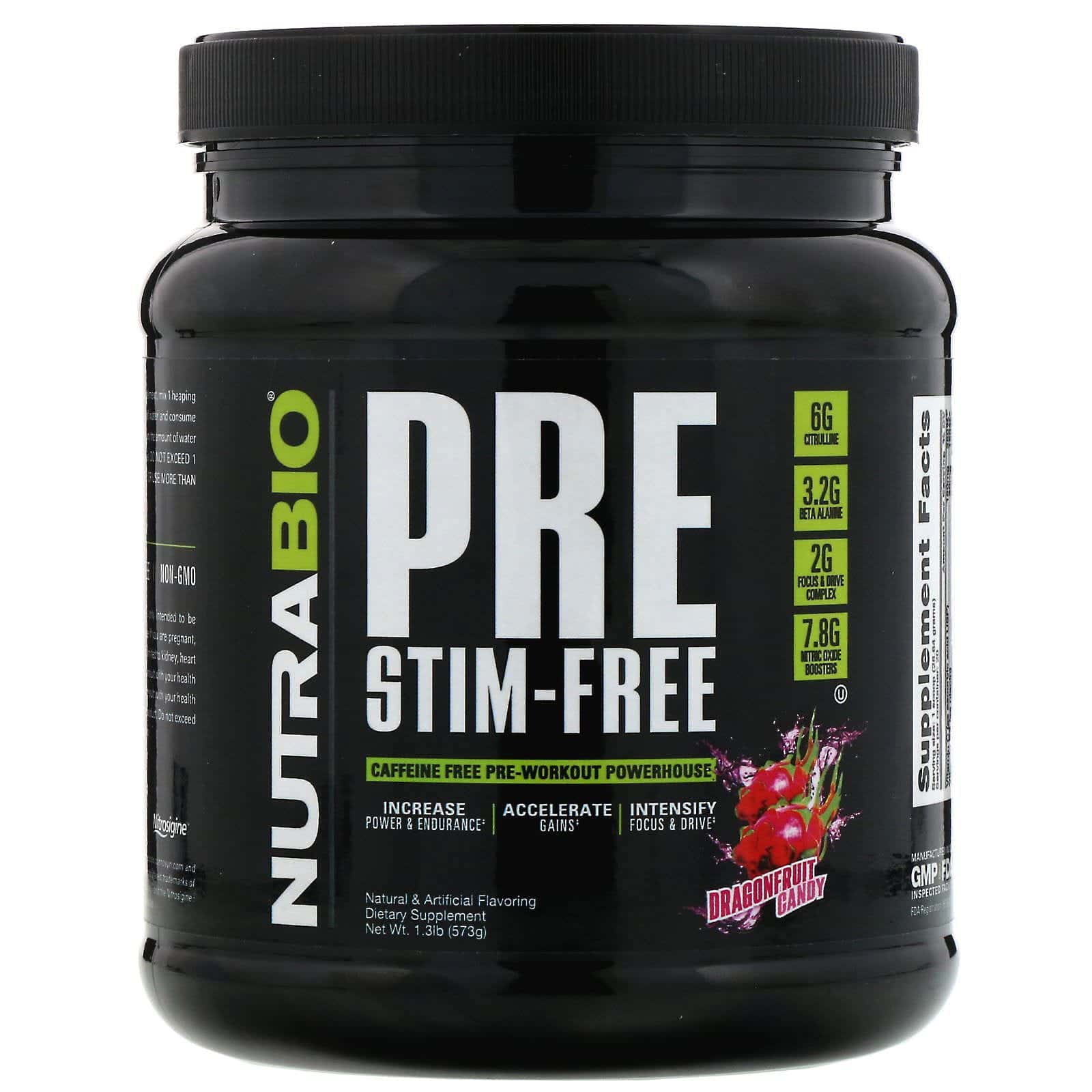 NutraBio Labs, Dulces de pitahaya, Preentrenamiento, Sin estimulantes, 573 g (1,3 lb)