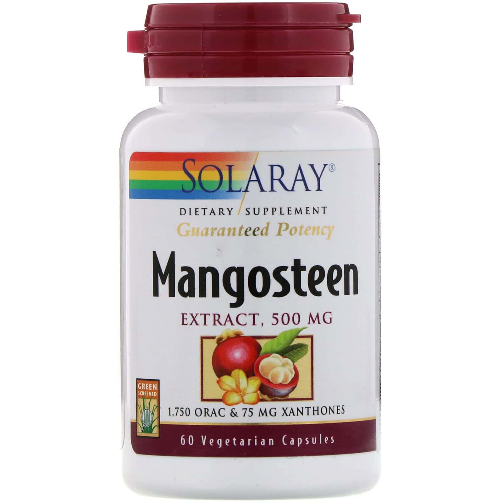 Solaray, Extracto de semilla de mangostán, 500 mg, 60 cápsulas vegetarianas