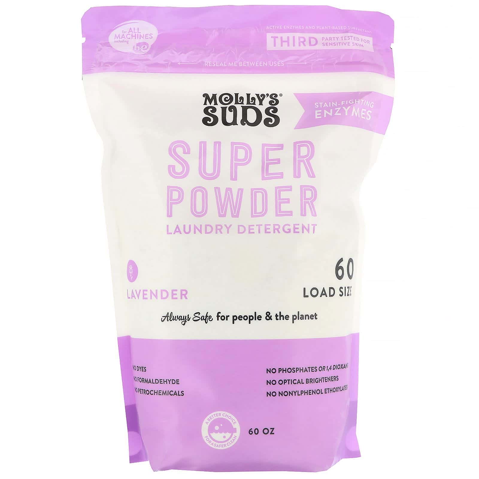 Molly's Suds, Super detergente en polvo para la ropa, lavanda, 60 lavados, 60 oz