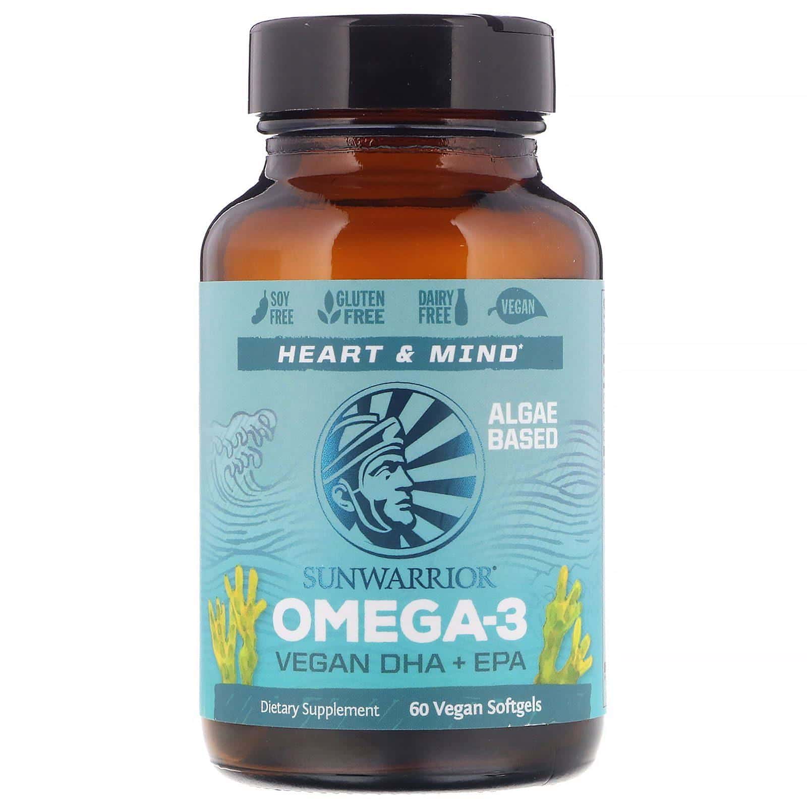 Sunwarrior, Omega-3, DHA y EPA veganos, 60 cápsulas blandas veganas