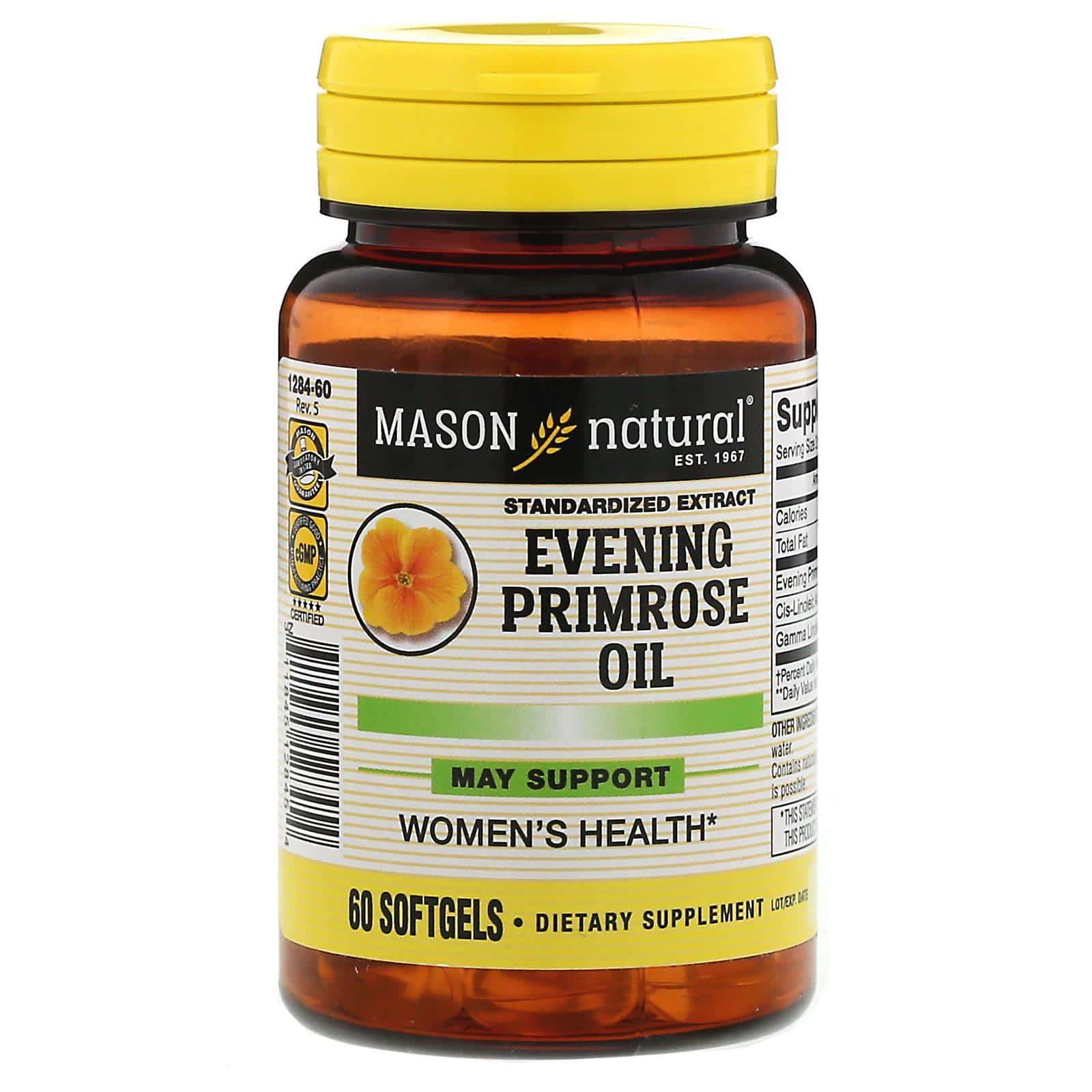 Mason Natural, Aceite de onagra, 60 cápsulas blandas