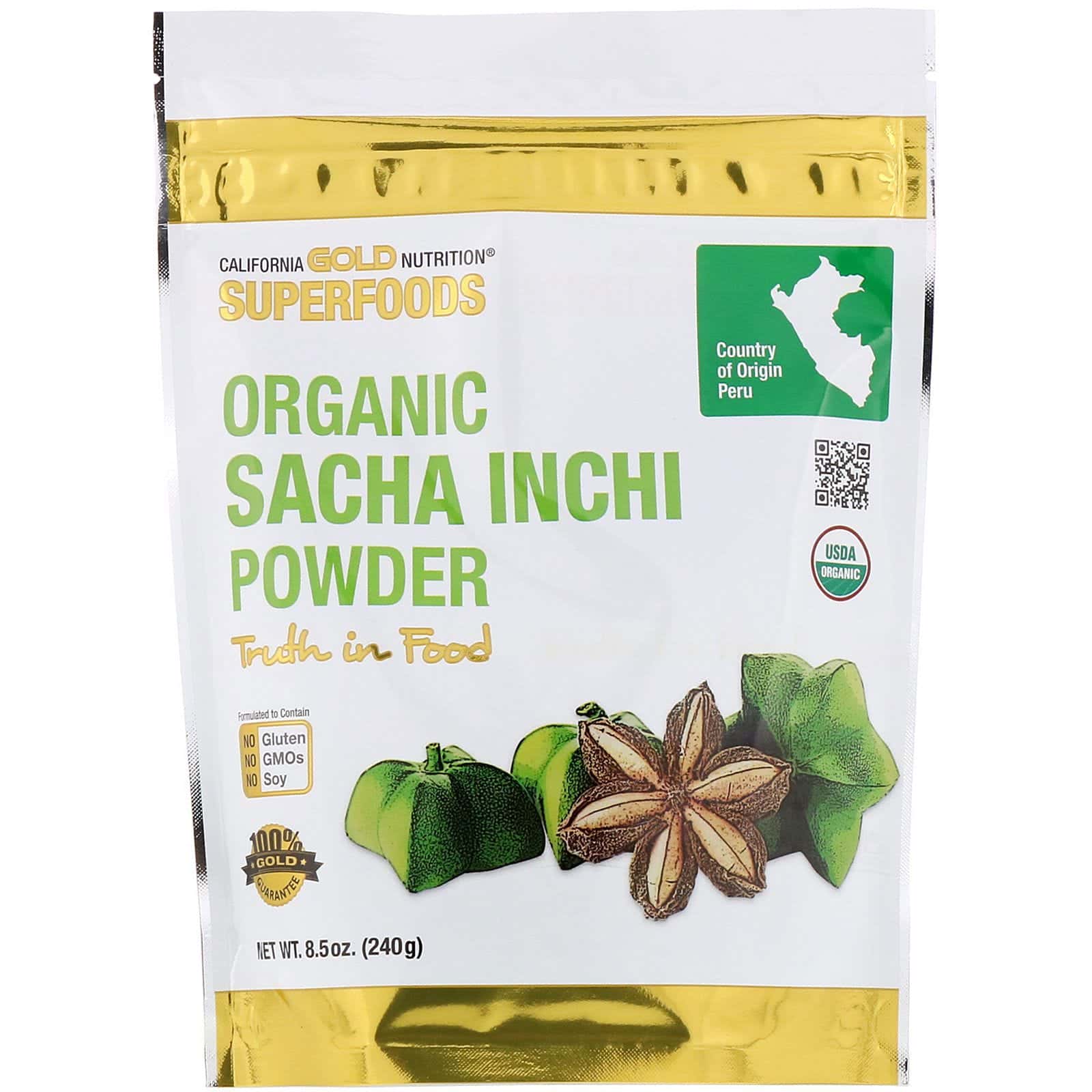 California Gold Nutrition, Sacha Inchi en polvo, Superfoods, 240 g (8,5 oz)
