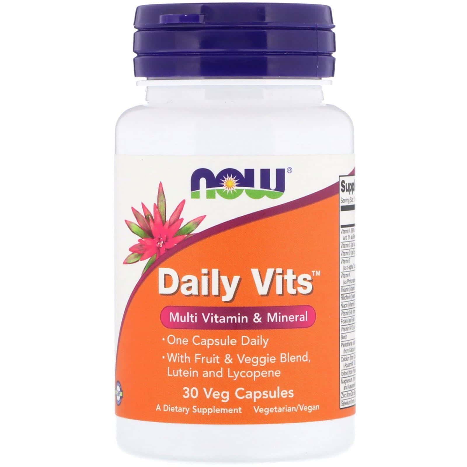 Now Foods, Vitaminas diarias, multivitaminas y minerales, 30 cápsulas aptas para vegetarianos