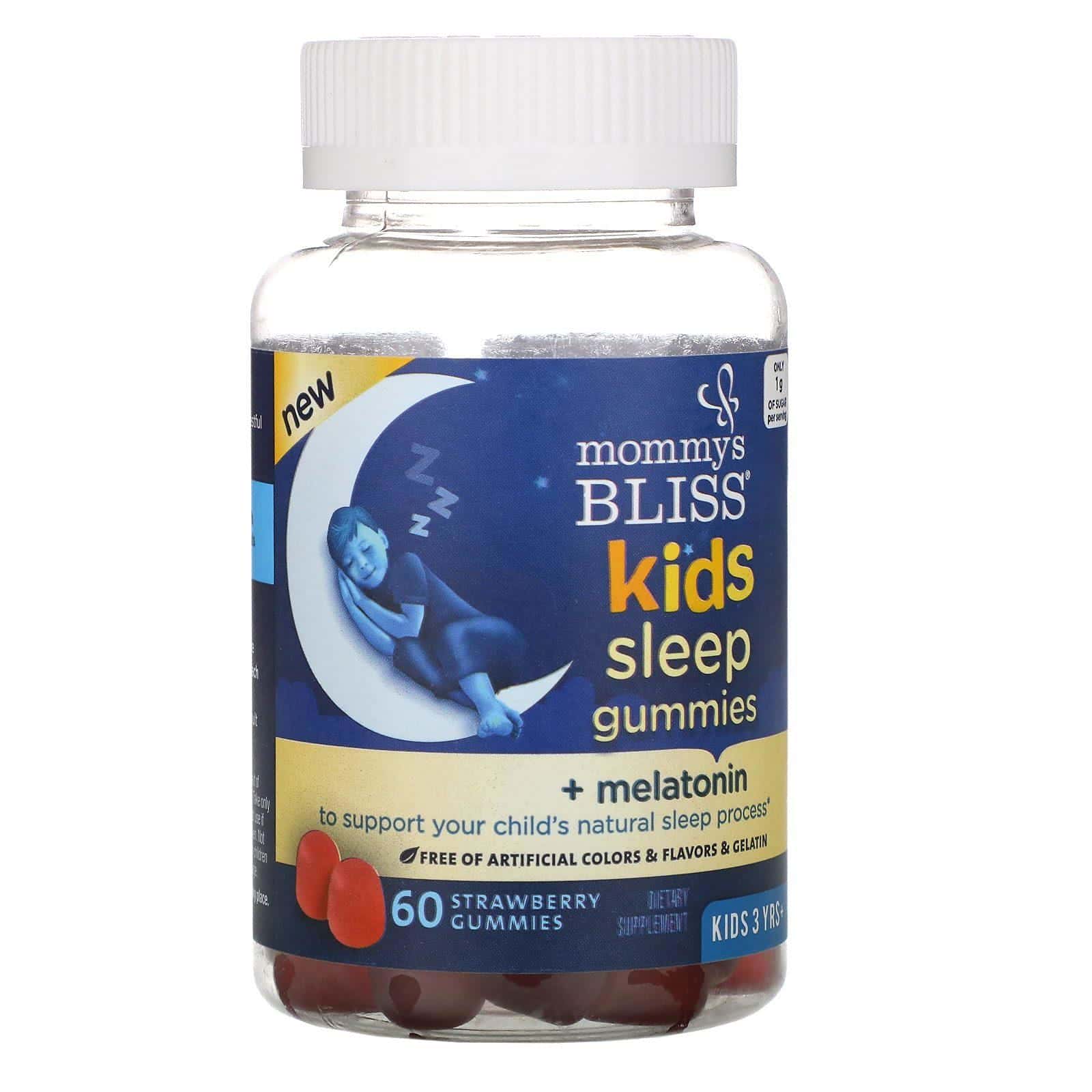 Mommy's Bliss, Gomitas para favorecer el sueño con melatonina para niños, Niños de 3 años o más, Sabor a fresa, 60 gomitas