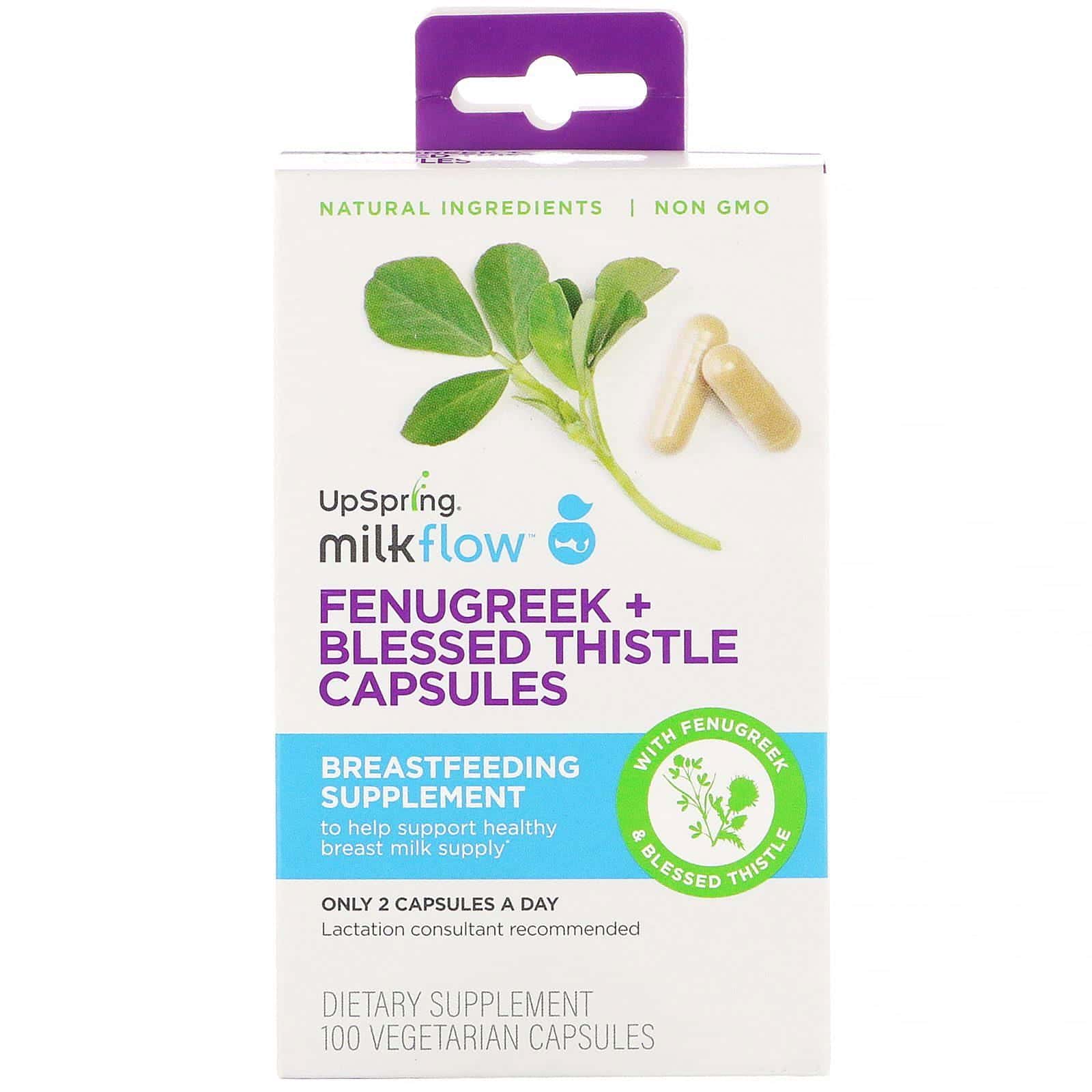 UpSpring, Milkflow, Fenogreco y cardo bendito, 100 cápsulas vegetales