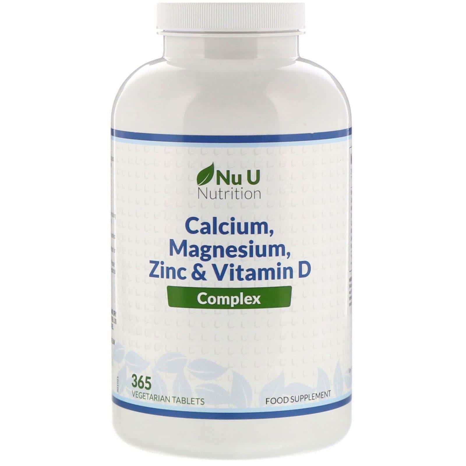 Nu U Nutrition, Complejo de calcio, magnesio, zinc y vitamina D, 365 comprimidos vegetarianos