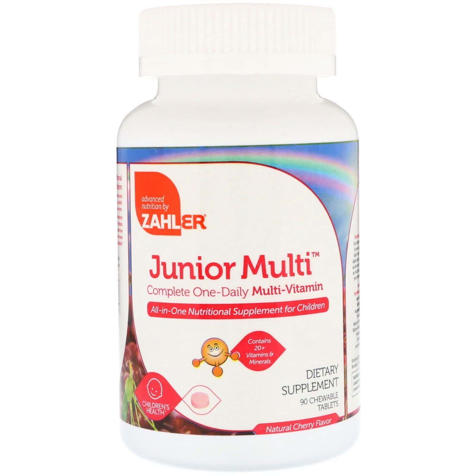 Zahler, Junior Multi, multivitamínico completo uno-diario, sabor natural a cereza, 90 comprimidos masticables