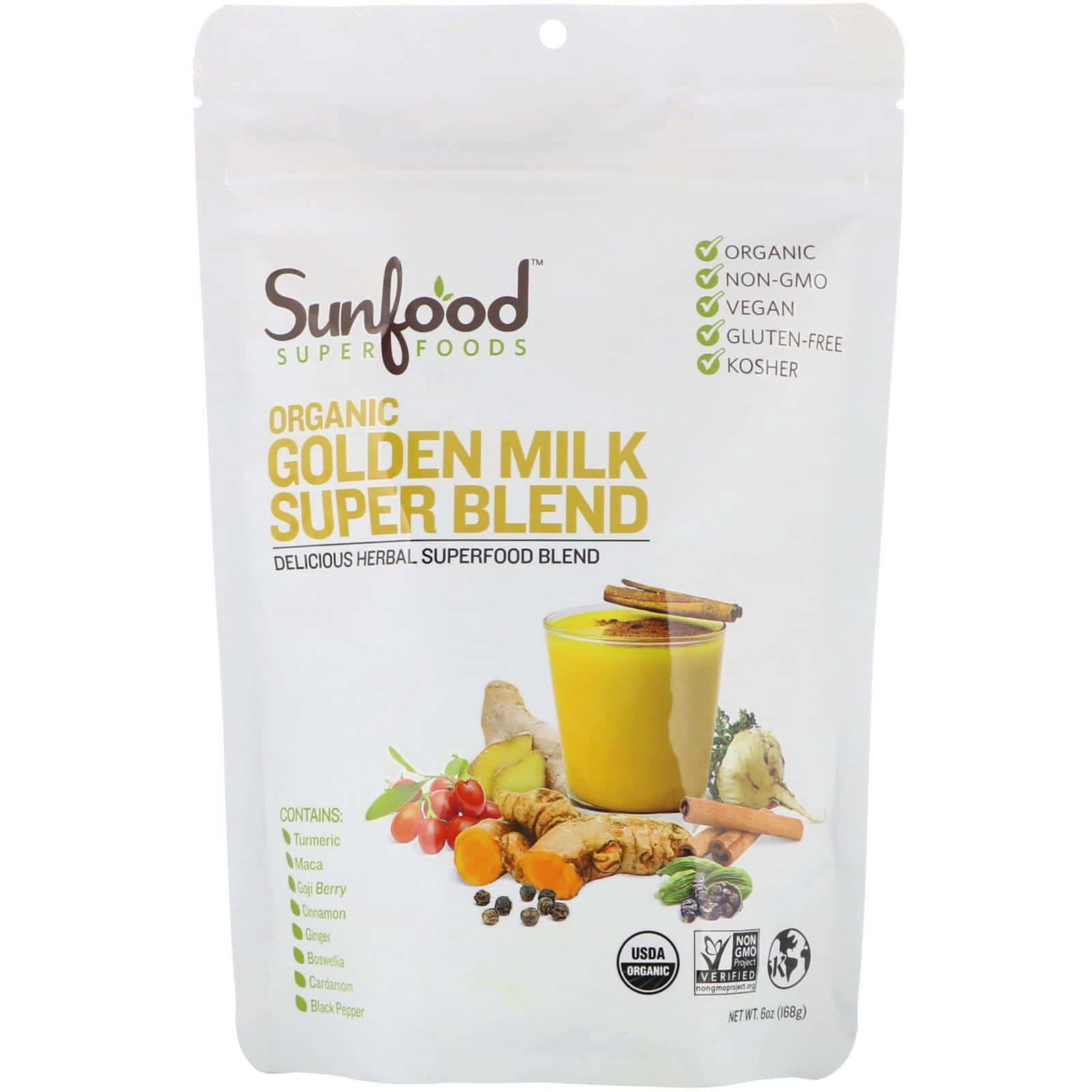 Sunfood, Supermezcla de leche dorada orgánica en polvo, 168 g (6 oz)