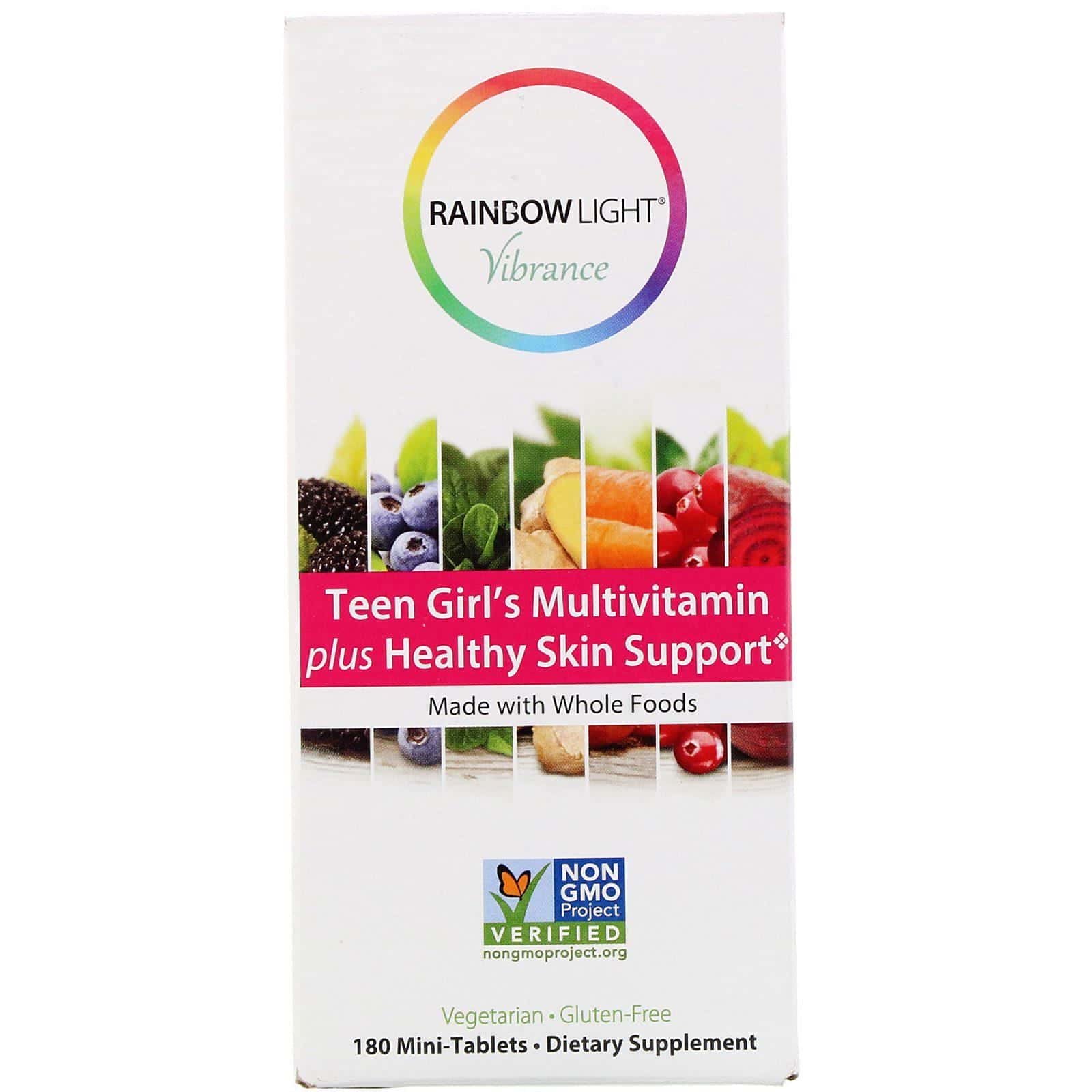Rainbow Light, Vibrance, Multivitamínico para niñas adolescentes con refuerzo para una piel saludable, 180 minicomprimidos