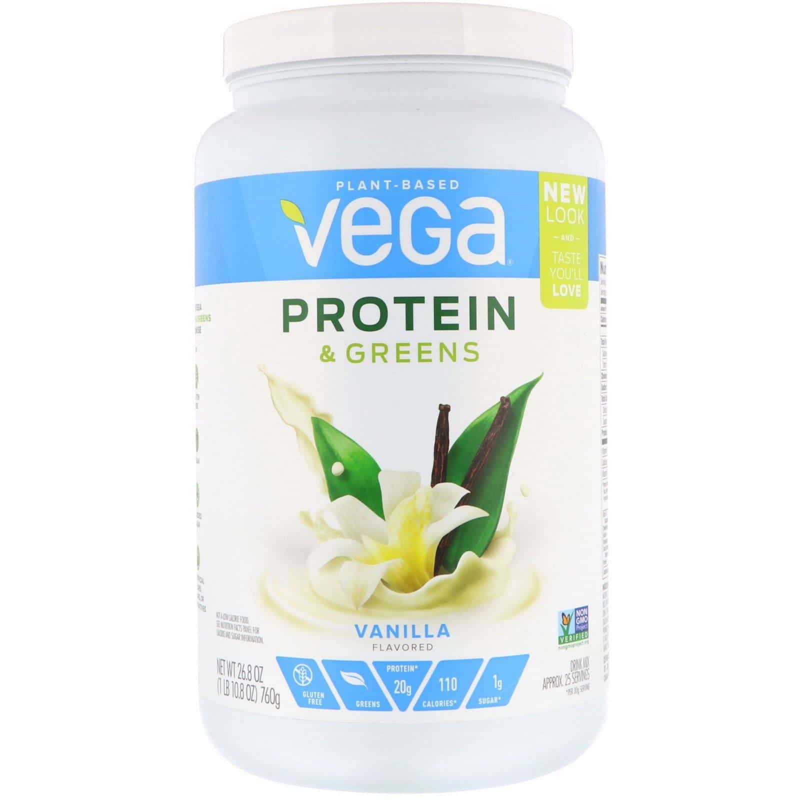 Vega, Proteína y verdes, sabor a vainilla, 26.8 oz (760 g)