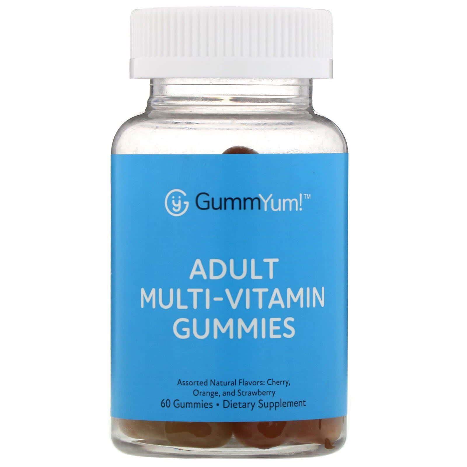 GummYum!, Gomitas multivitamínicas para adultos, Sabores naturales surtidos, 60 gomitas