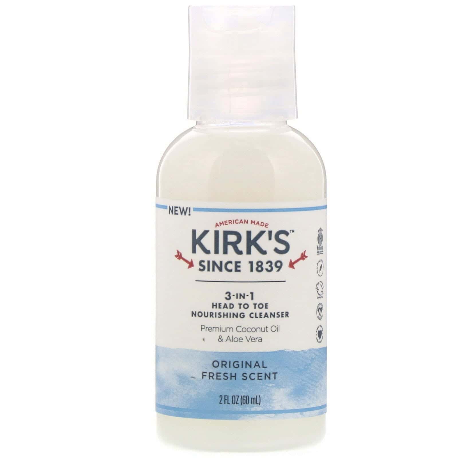 Kirk's, Limpiador nutritivo de pies a cabeza 3 en 1, Aroma fresco original, 2 oz. líq. (60 ml)
