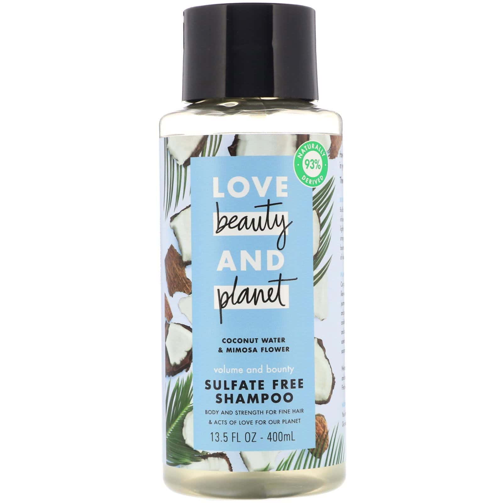 Love Beauty and Planet, Champú Volumen y abundancia, Volume and Bounty, Agua de coco y flores de mimosa, 400 ml (13,5 oz. líq.)