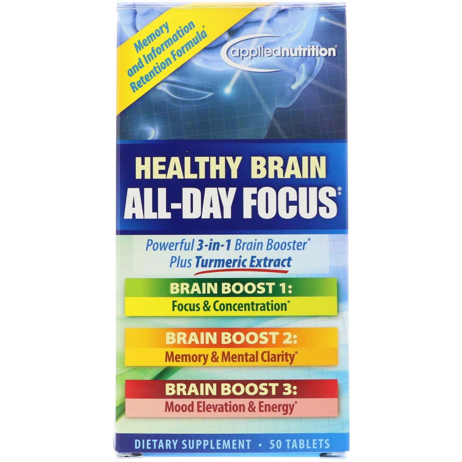 appliednutrition, Enfoque todo el día para un cerebro saludable, 50 tabletas