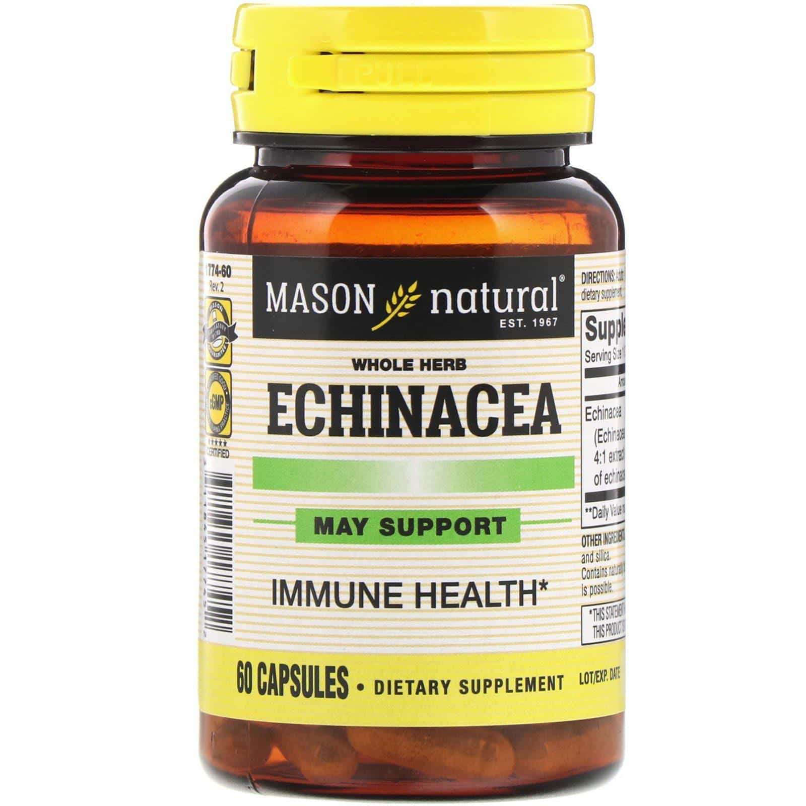 Mason Natural, Hierba entera de equinácea, 60 cápsulas