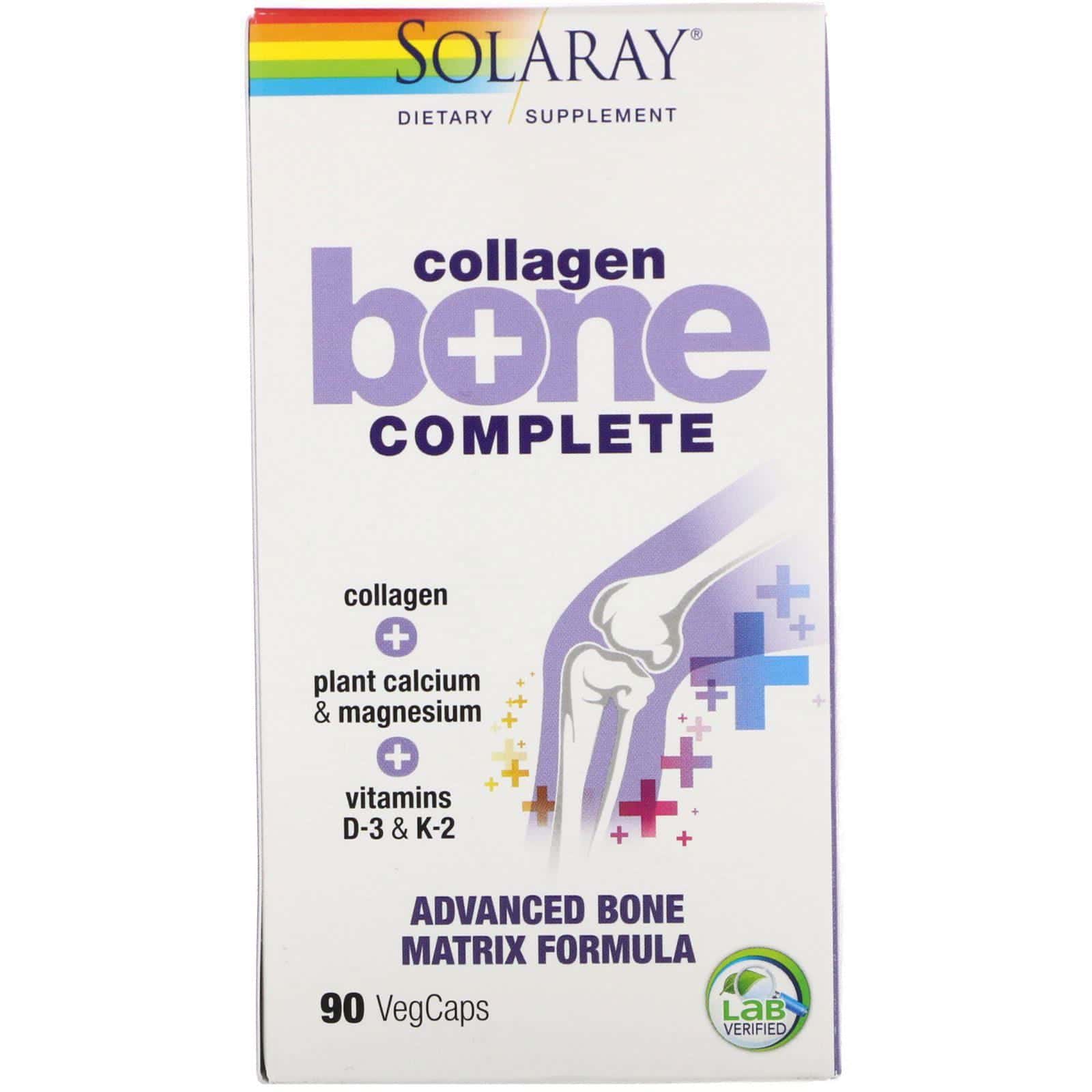 Solaray, Collagen Bone Complete, Fórmula avanzada matriz para huesos, 90 cápsulas veganas
