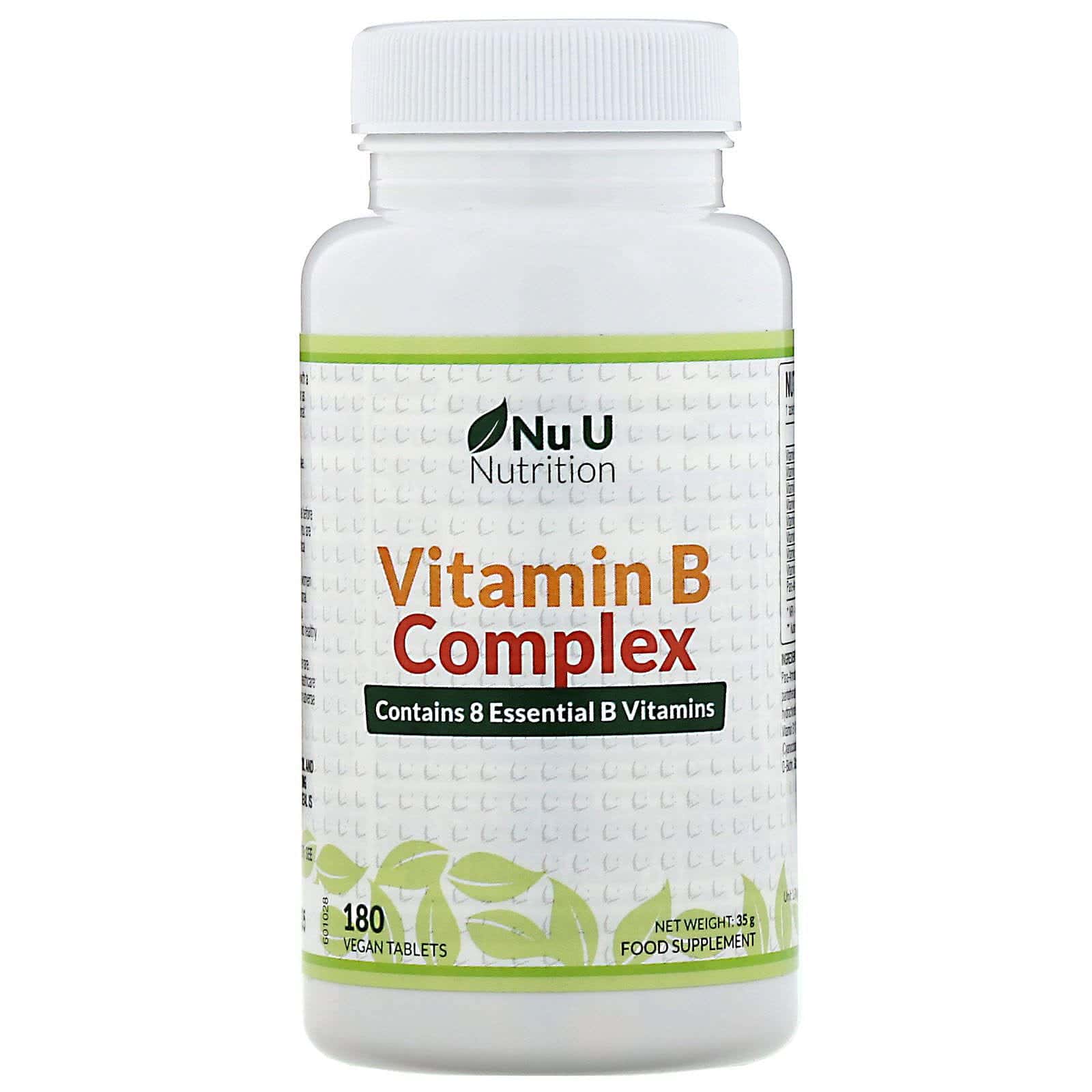 Nu U Nutrition, Complejo vitamínico B, 180 comprimidos veganos