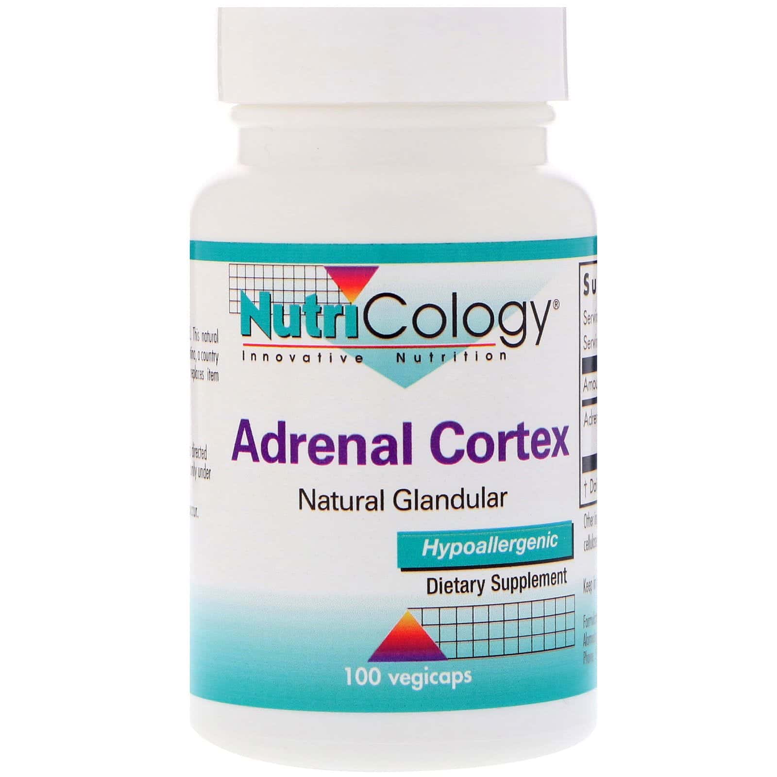 Nutricology, Corteza Adrenal, Glandular Natural, 100 Cápsulas vegetales