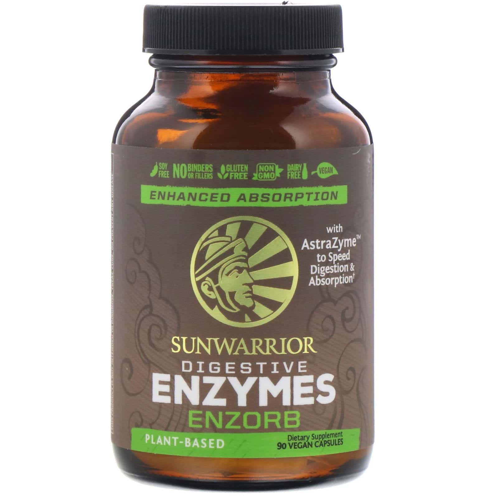 Sunwarrior, Enzimas digestivas Enzorb, 90 cápsulas veganas