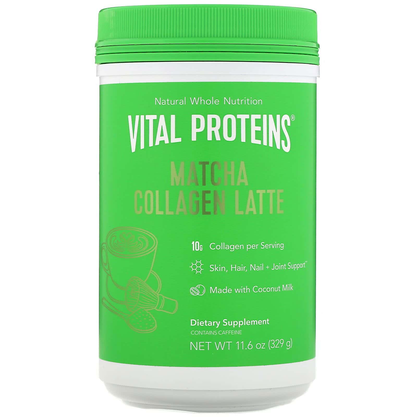 Vital Proteins, Latte de colágeno matcha, sin sabor, 329 g (11,6 oz)