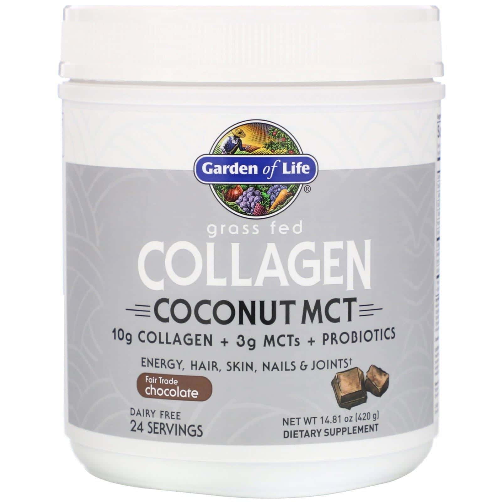 Garden of Life, Colágeno proveniente de animales alimentados con pastura, TCM de coco, Chocolate, 420 g (14,81 oz)