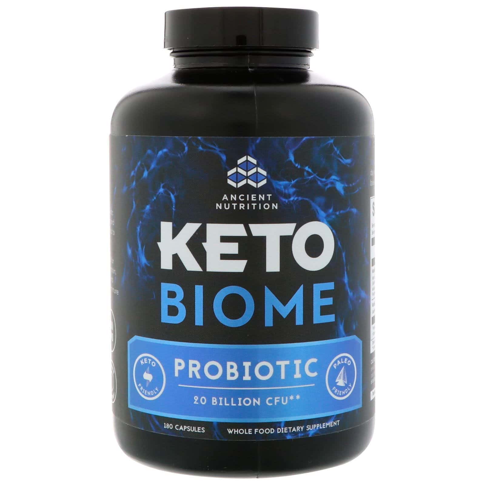 Dr. Axe / Ancient Nutrition, Keto Biome, probiótico, 20 mil millones de CFU, 180 cápsulas