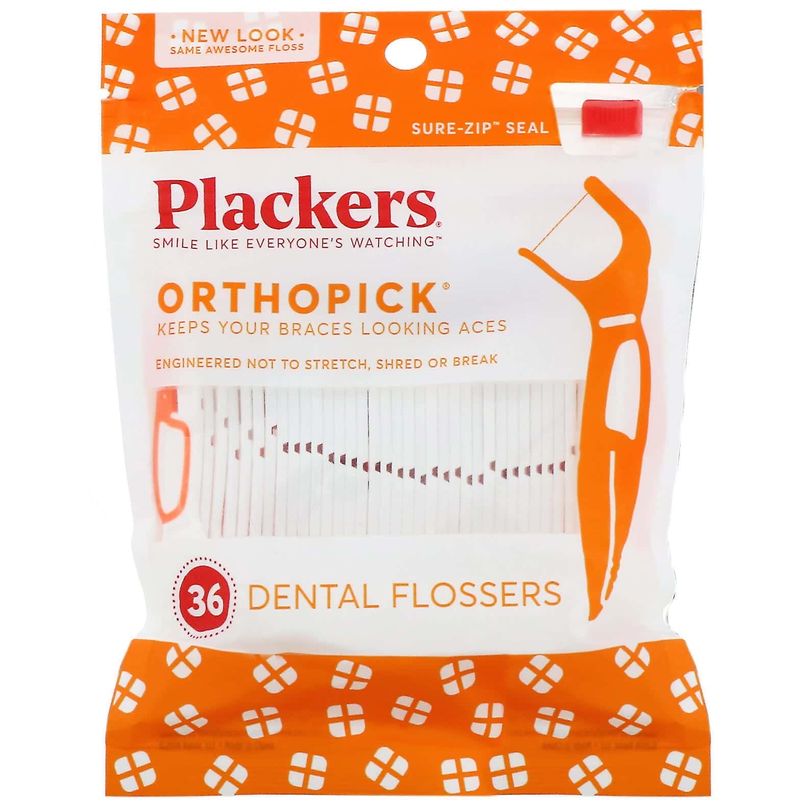 Plackers, Orthopick, flossers dentales, 36 unidades
