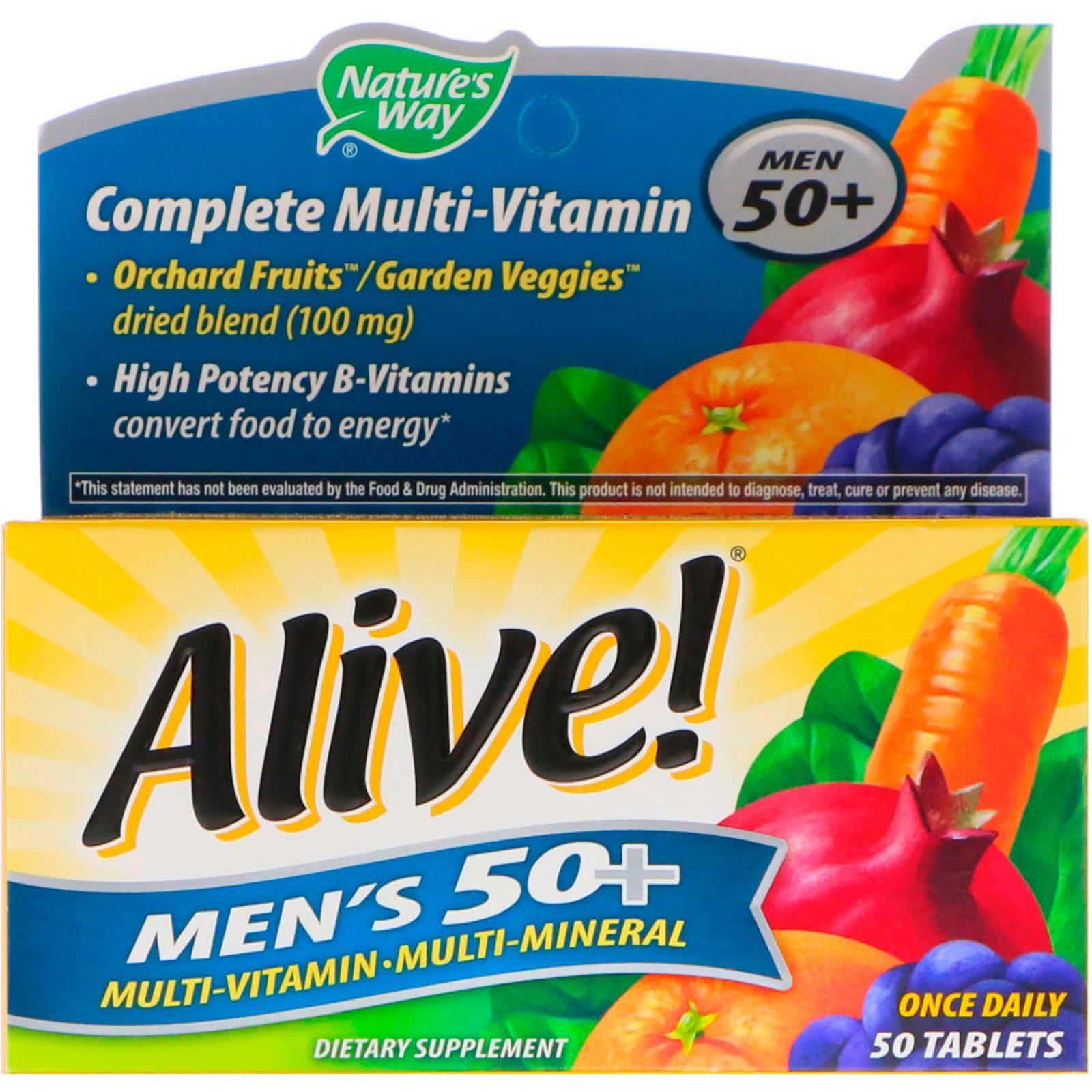 Nature's Way, Alive! Multivitamínico completo para hombres de 50 en adelante, 50 tabletas