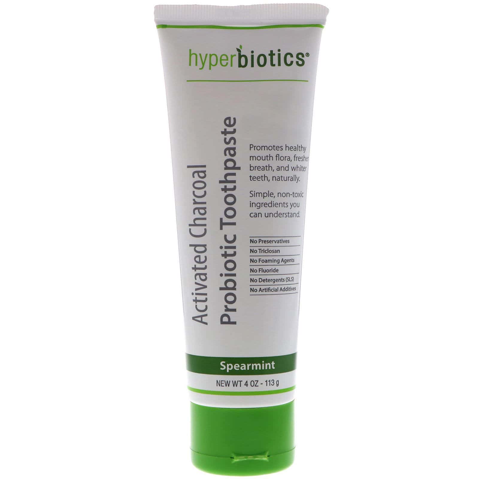 Hyperbiotics, Pasta dental de carbon activado con probióticos, Menta fresca, 4 oz (113 g)