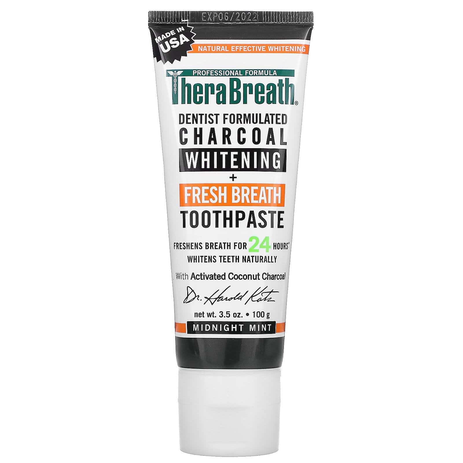 TheraBreath, Charcoal Whitening + Fresh Breath Toothpaste, Midnight ...