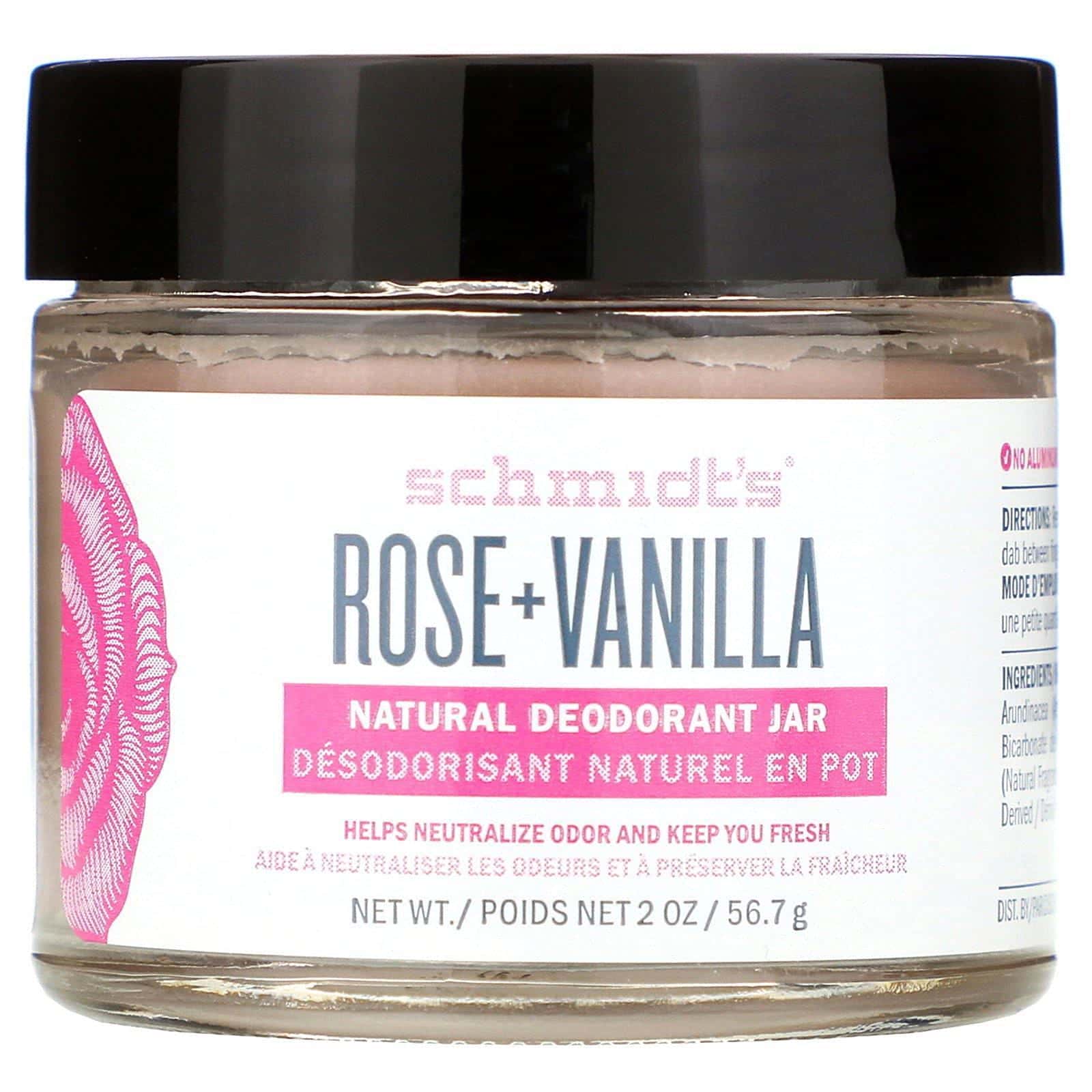 Schmidt's, Frasco de desodorante natural, Rosa y Vainilla, 56,7 g (2 oz)