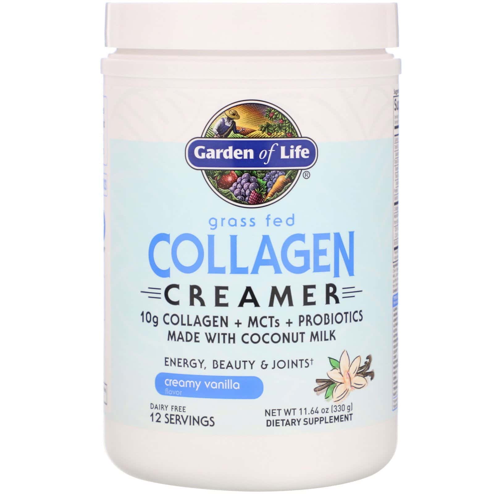 Garden of Life, Sustituto de crema de colágeno proveniente de animales alimentados con pastura, Vainilla, 330 g (11,64 oz)