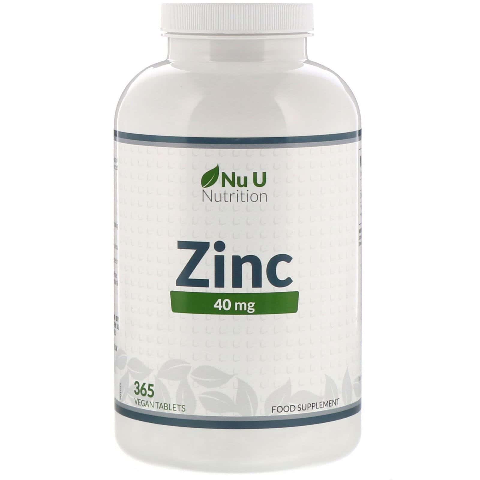 Nu U Nutrition, Zinc, 40 mg, 365 comprimidos vegetarianos