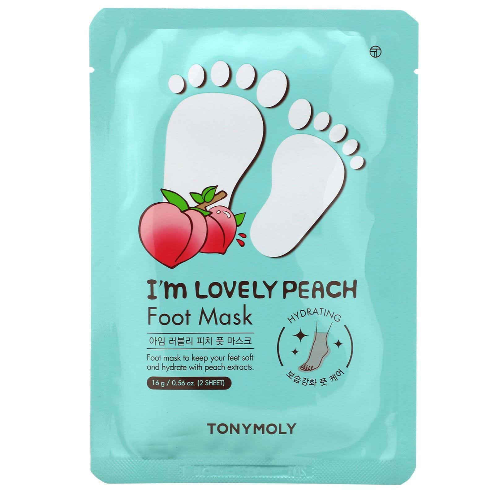Tony Moly, I'm Lovely Peach, Foot Mask, 2 Sheet, 0.56 oz (16 g)